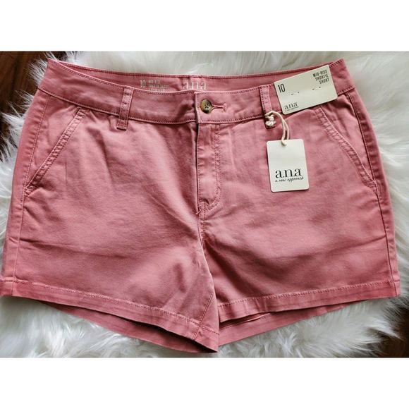 NWT Womens Size 10 A.N.A Mid Rise Shorties Shorts WARM PINK 3.5 Inseam - Picture 1 of 5